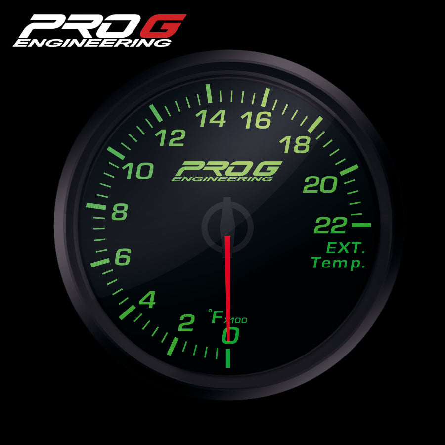 Manómetro Pro G Race Series RC, temperatura de gases de escape EGT °F VERDE 60 mm