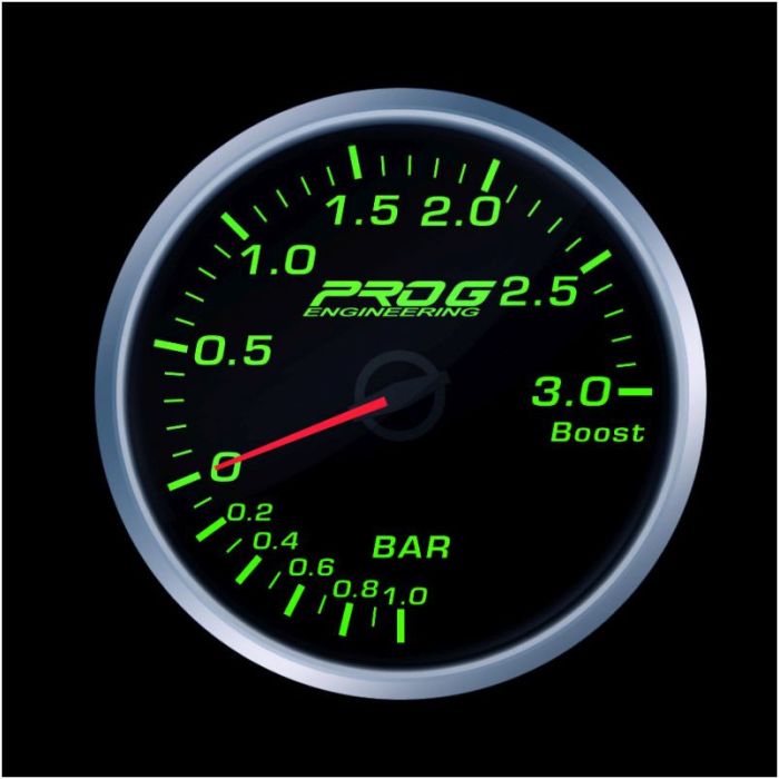 Indicador Pro G Race Series RS, presión de turbo 3 bar, color verde, 60 mm