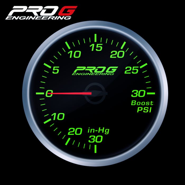 Manómetro Pro G Race Series RS, presión de sobrealimentación 30 PSI, color verde, 52 mm