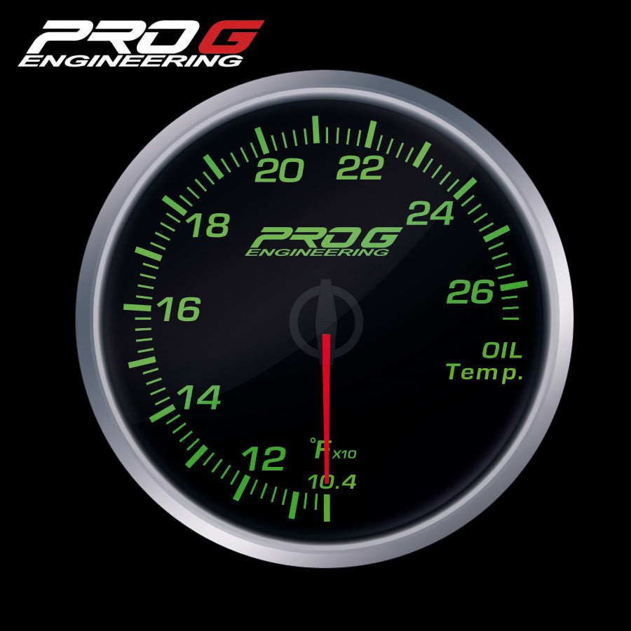 Manómetro Pro G Race Series RS, temperatura de aceite °F VERDE 52 mm