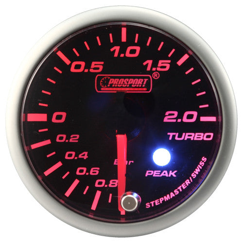 Indicador de presión de turbo Prosport con motor paso a paso serie Peak ámbar