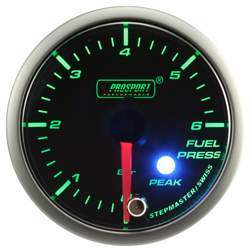 Indicador de presión de combustible Prosport Stepper Motor Peak serie 52 mm