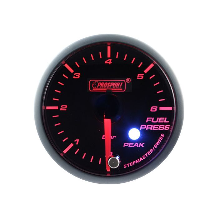 Motor paso a paso Prosport para indicador de presión de combustible, serie Peak, 52 mm, color ámbar.