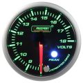 Indicador de voltaje Prosport para motor paso a paso, serie Peak, 52 mm, color verde.