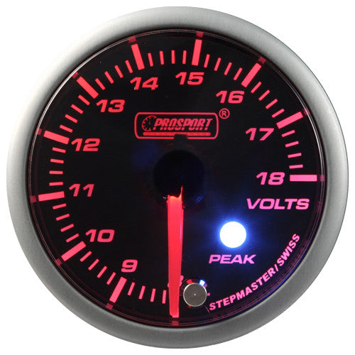 Indicador de voltaje Prosport Stepper Motor Peak serie 52 mm ámbar