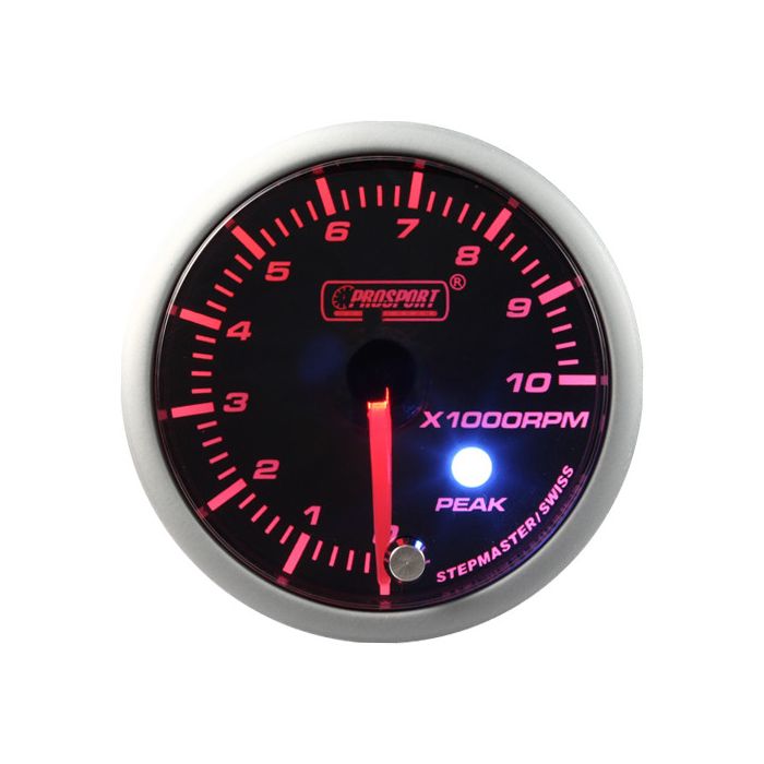 Tacómetro Prosport con motor paso a paso, serie Peak, 52 mm, color ámbar.