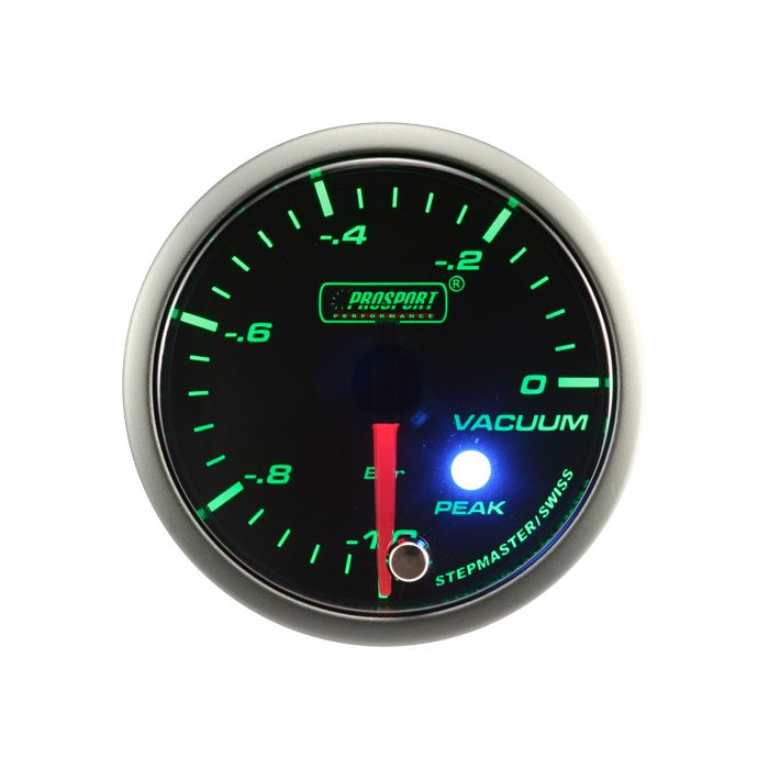 Indicador de vacío Prosport, motor paso a paso, serie Peak, color verde.