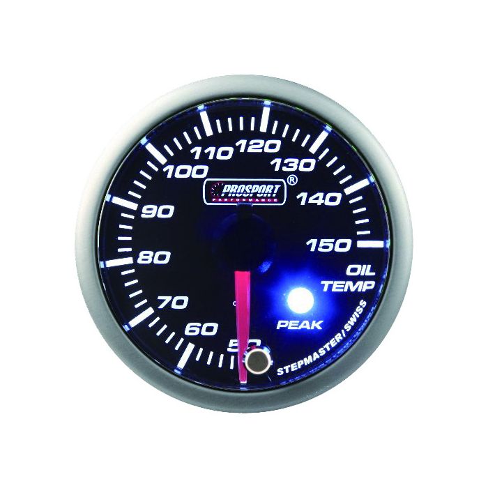 Indicador de temperatura de aceite Prosport para motor paso a paso, serie Peak, 52 mm, azul