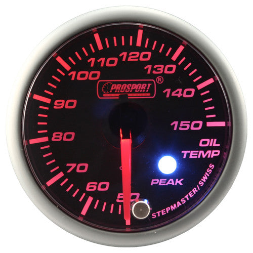 Indicador de temperatura de aceite Prosport Stepper Motor Peak serie 52 mm ámbar