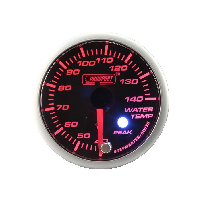 Prosport Water Temperature Gauge, Stepper Motor, Peak Series, 52mm, Amber.