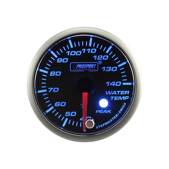 Indicador de temperatura del agua Prosport, motor paso a paso, serie Peak, 52 mm, azul