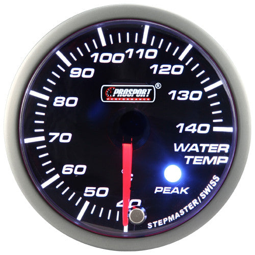 Indicador de temperatura de agua Prosport Stepper Motor Peak serie 52 mm azul