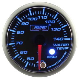 Prosport water temperature Indicator Stepper Motor Peak series 52mm Blue