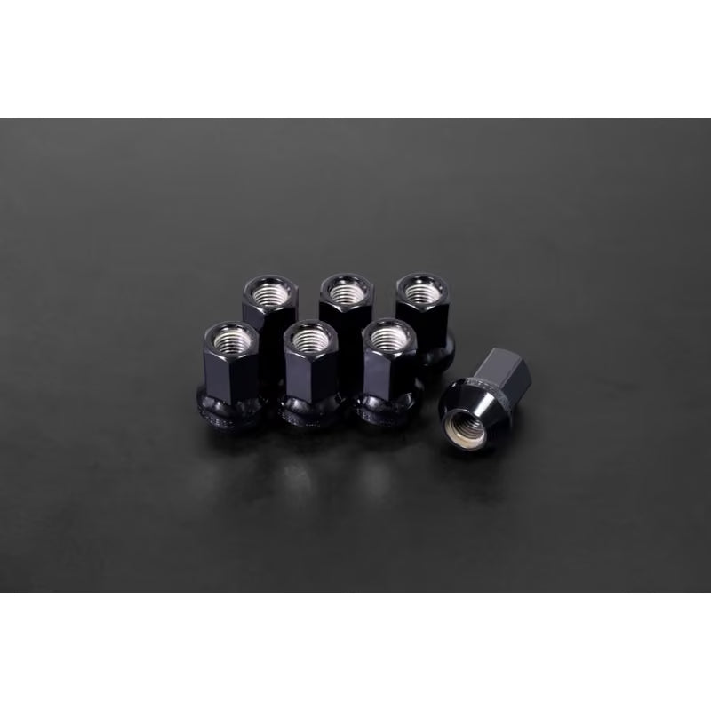 Hardrace negro de acero forjado abiertas tuercas de rueda M12x1.5 (35 mm - pack de 20)