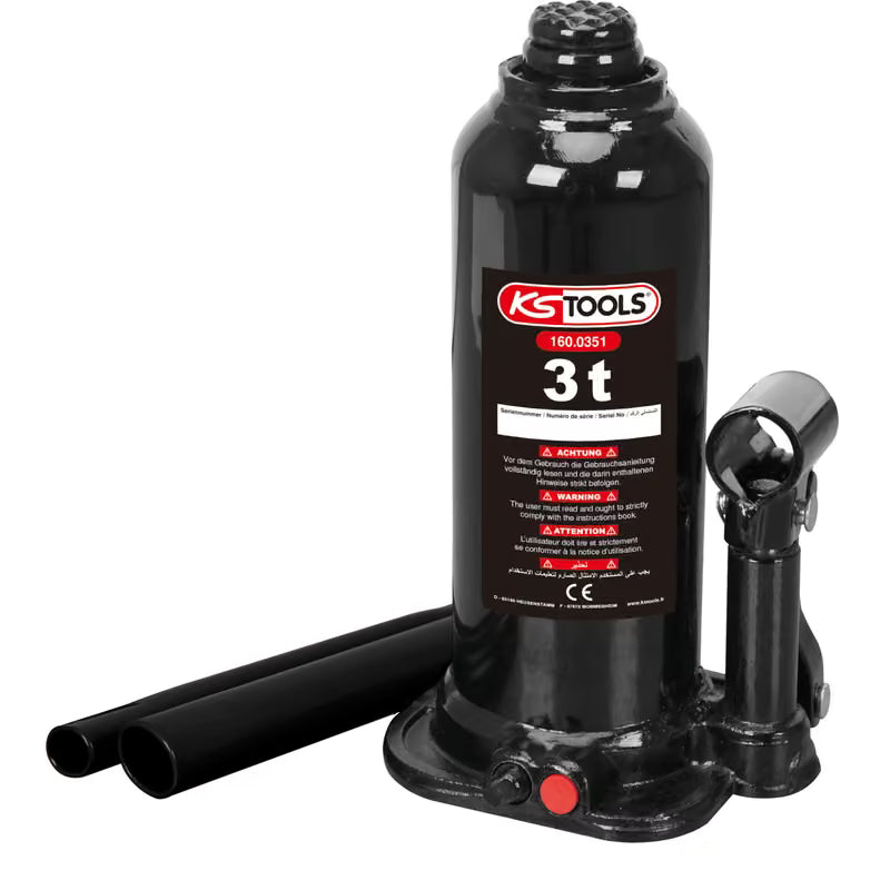 KS Tools Hydraulic Bottle Jack, 3 Ton Capacity