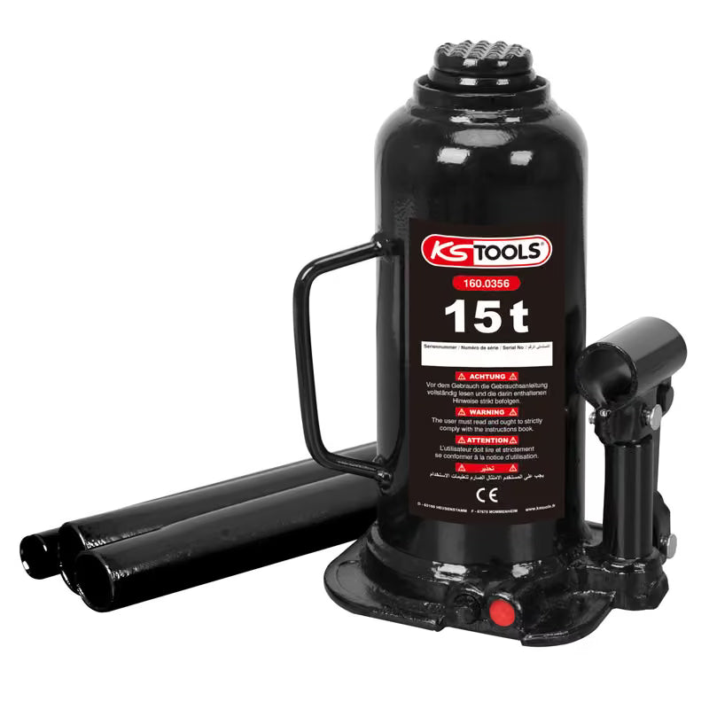 KS Tools Hydraulic Bottle Jack, 15 Ton Capacity