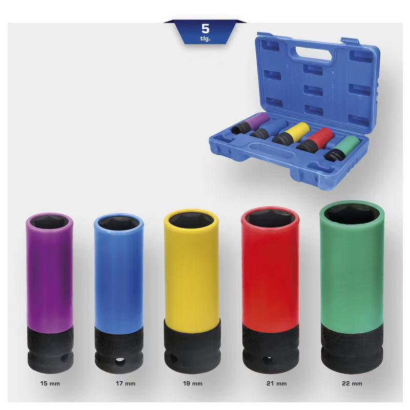 Brilliant Tools 1/2" Drive Impact Socket Set para Alloy Rims, 5 Pcs
