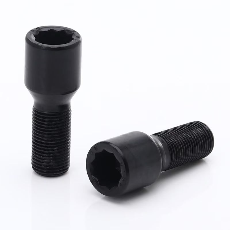 Negro largos de llave interior tornillos de rueda M14x1.25 (33 mm - pack de 10)