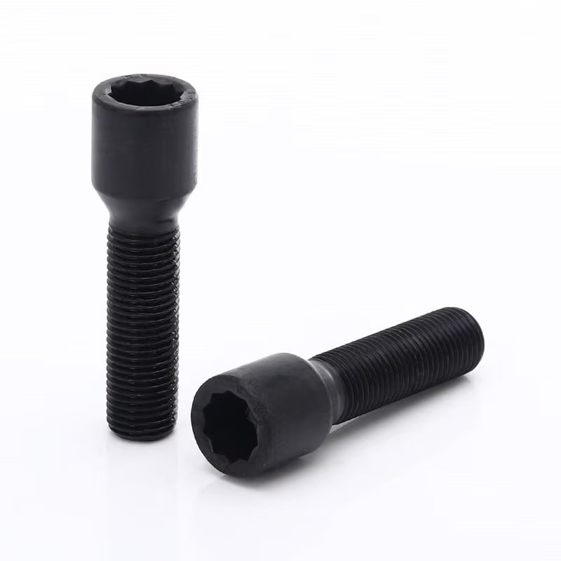 Negro largos de llave interior tornillos de rueda M12x1.5 (40 mm - pack de 10)