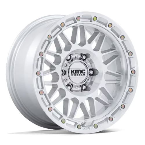 Llanta KMC KM555 Attack 17x8.5" 5x127 ET25 Gloss Silver, Machined Face