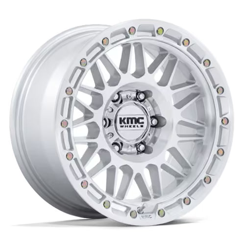 Llanta KMC KM555 Attack 17x8.5" 5x127 ET0 Gloss Silver, Machined Face