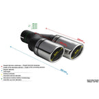 Universal Round Exhaust Pipe Muffler Tip, 90mm Length, 225/205mm Mounting Diameter, 55mm.