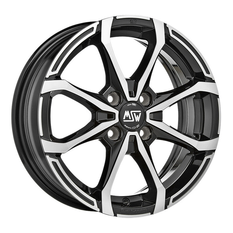 Llanta MSW X4 15x5" 4x100 ET38 Gloss Black, Machined Spokes