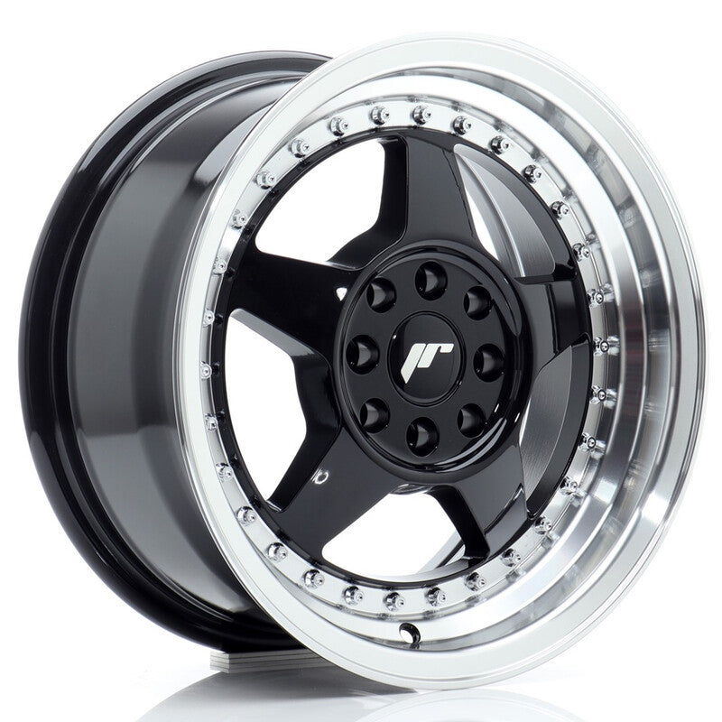 Llanta Japan Racing JR-6 15x7" 4x100/108 ET25 Gloss Black, Machined Lip