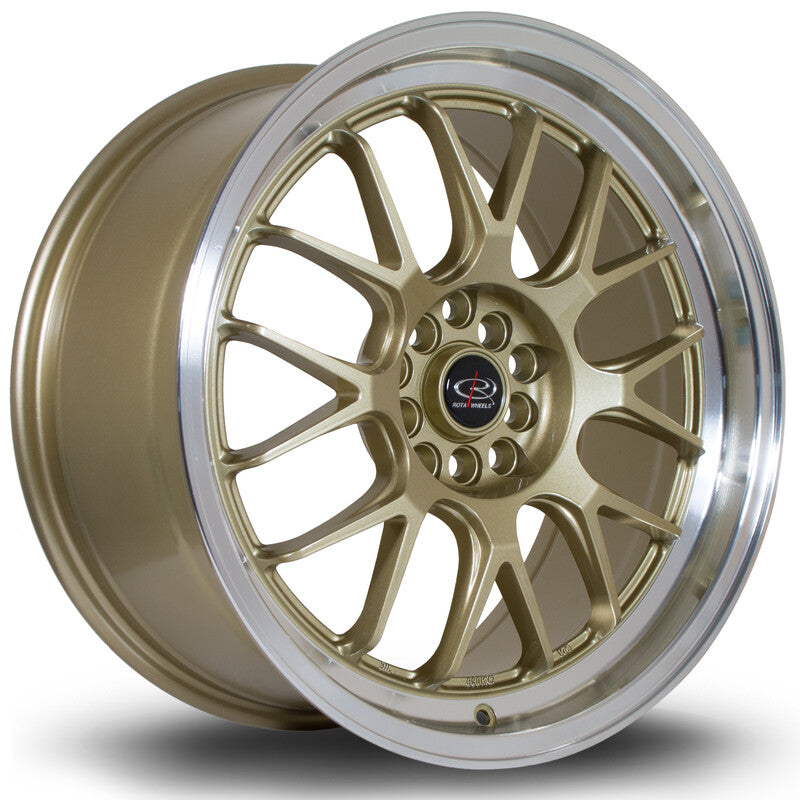 Llanta Rota MXR 18x8.5" 5x100/114.3 ET44 Gold, Polished Lip