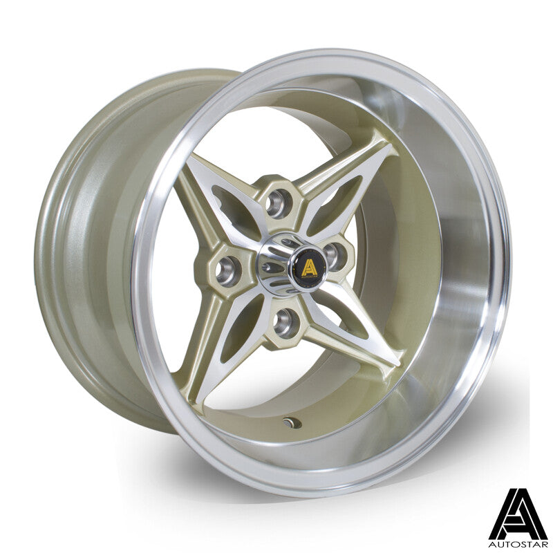Llanta Autostar Kanji 14x9" 4x114.3 ET-13 Gold, Polished Lip