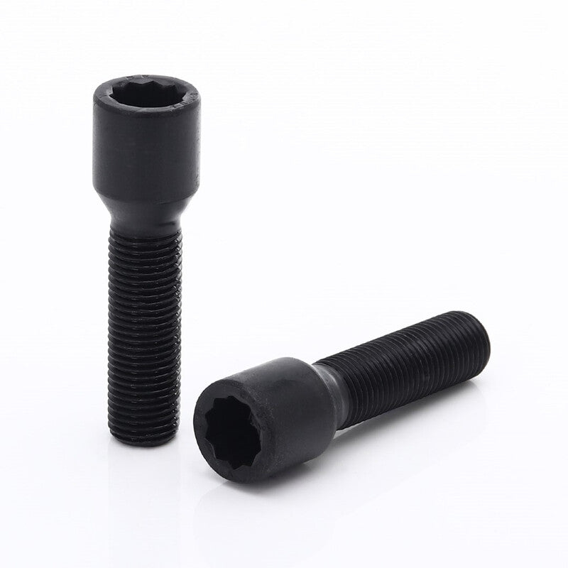 Negro largos de llave interior tornillos de rueda M14x1.5 (45 mm - pack de 10)