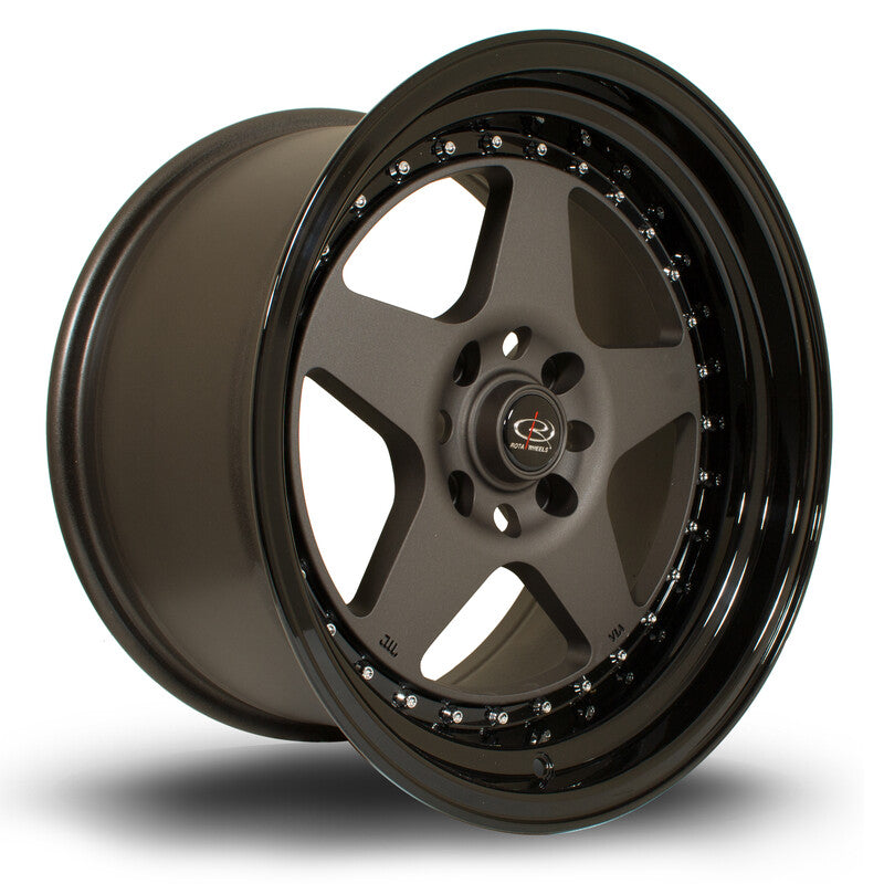 Llanta Rota Kyusha 17x9" 4x100/108 ET20 Gunmetal, Black Lip