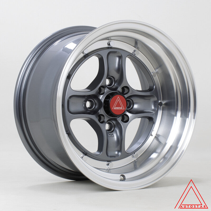 Llanta Autostar Classic 15x8" 4x100/114.3 ET0 Gunmetal, Polished Lip