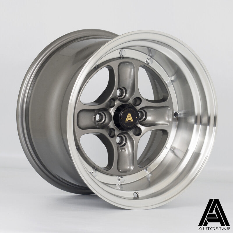 Llanta Autostar Classic 15x9" 4x100/114.3 ET0 Gunmetal, Polished Lip