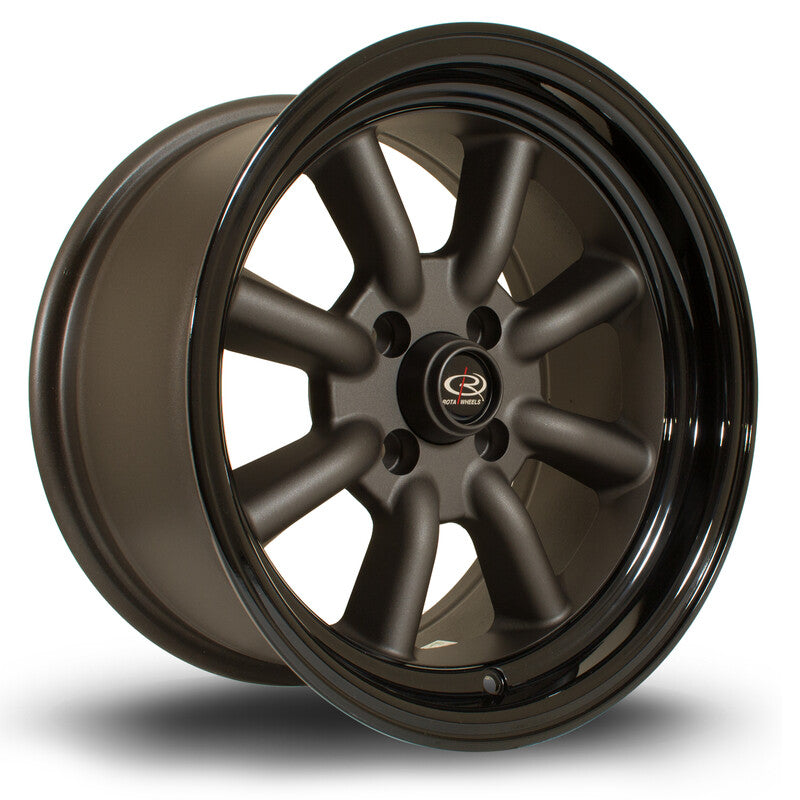 Llanta Rota RKR 15x8" 4x100 ET0 Gunmetal, Gloss Black Lip