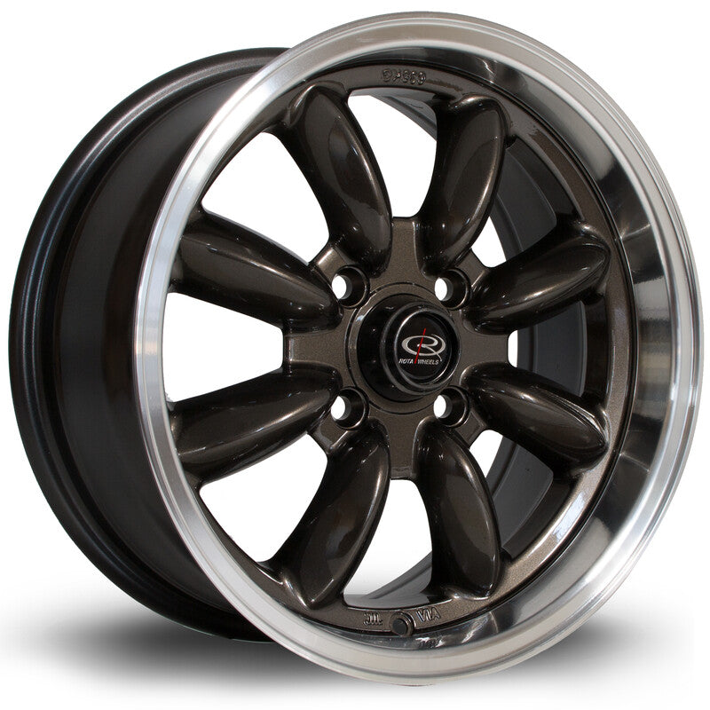 Llanta Rota RB 15x7" 4x110 ET4 Gunmetal, Polished Lip