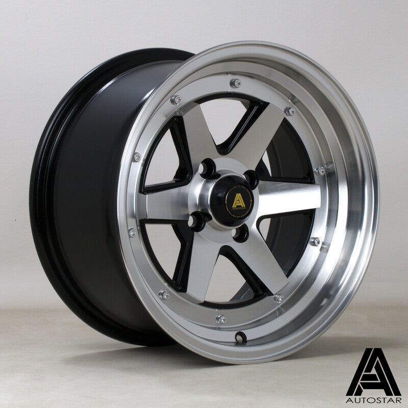 Llanta Autostar Magic 15x8" 4x114.3 ET0 Polished & Flat Black