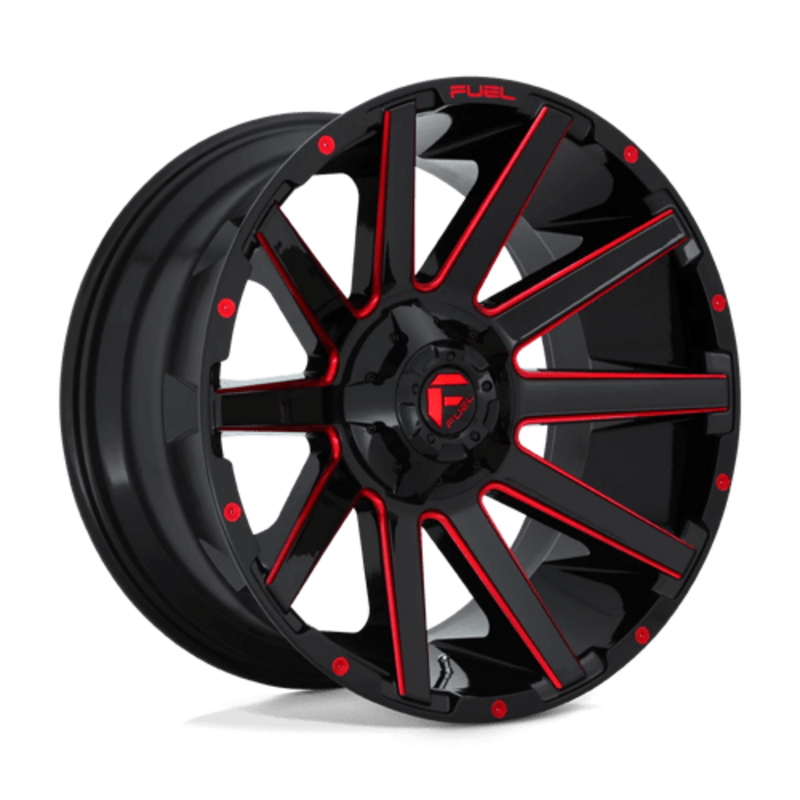 Llanta Fuel D643 Contra 20x10" 6x135/139.7 ET-19 Gloss Black, Red Tint