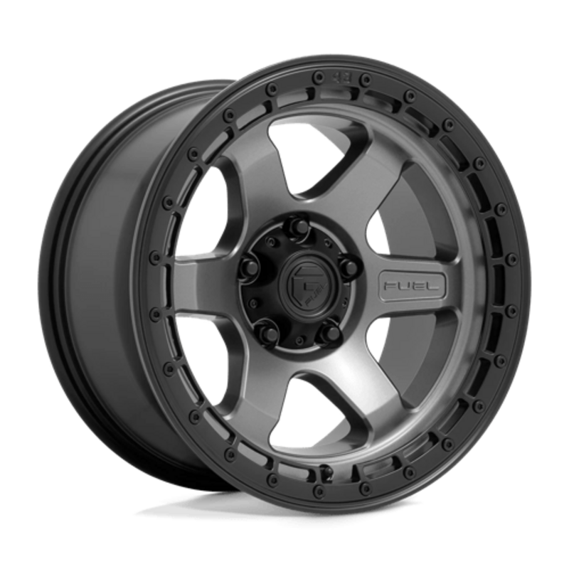 Llanta Fuel D752 Block 18x9" 5x127 ET-12 Flat Gunmetal, Black Ring