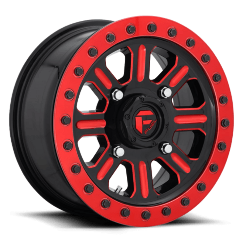 Llanta Fuel D911 Hardline Beadlock 15x10" 4x156 ET25 Gloss Black & Red