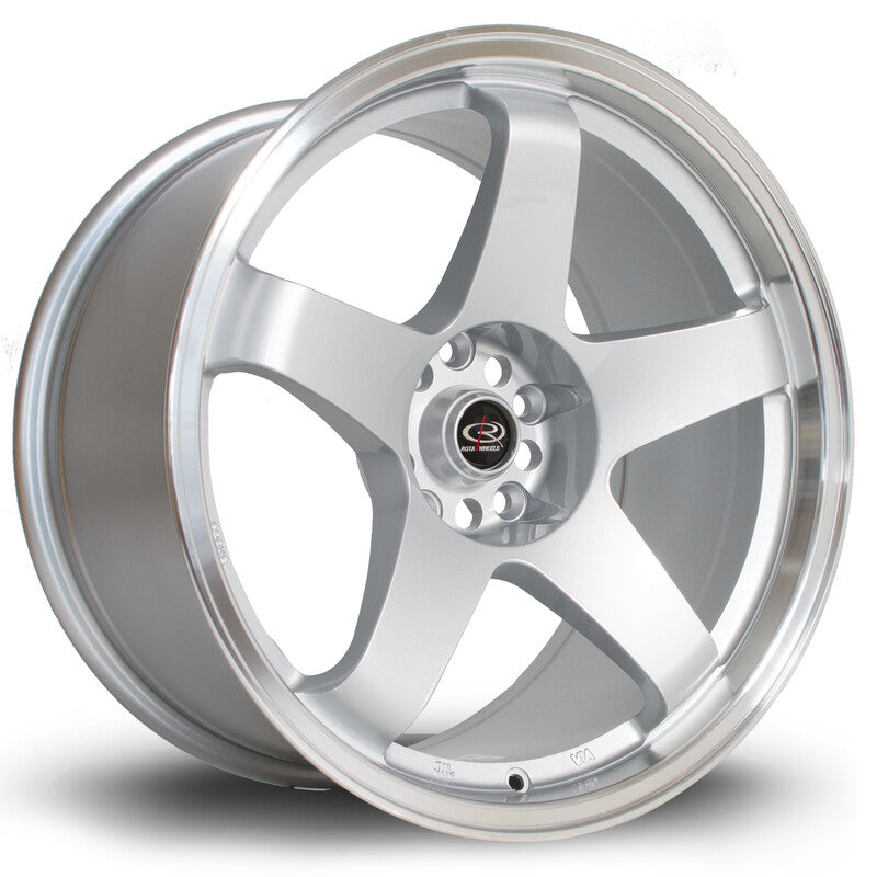 Llanta Rota GTR 18x9.5" 5x114.3 ET12 Silver, Polished Lip