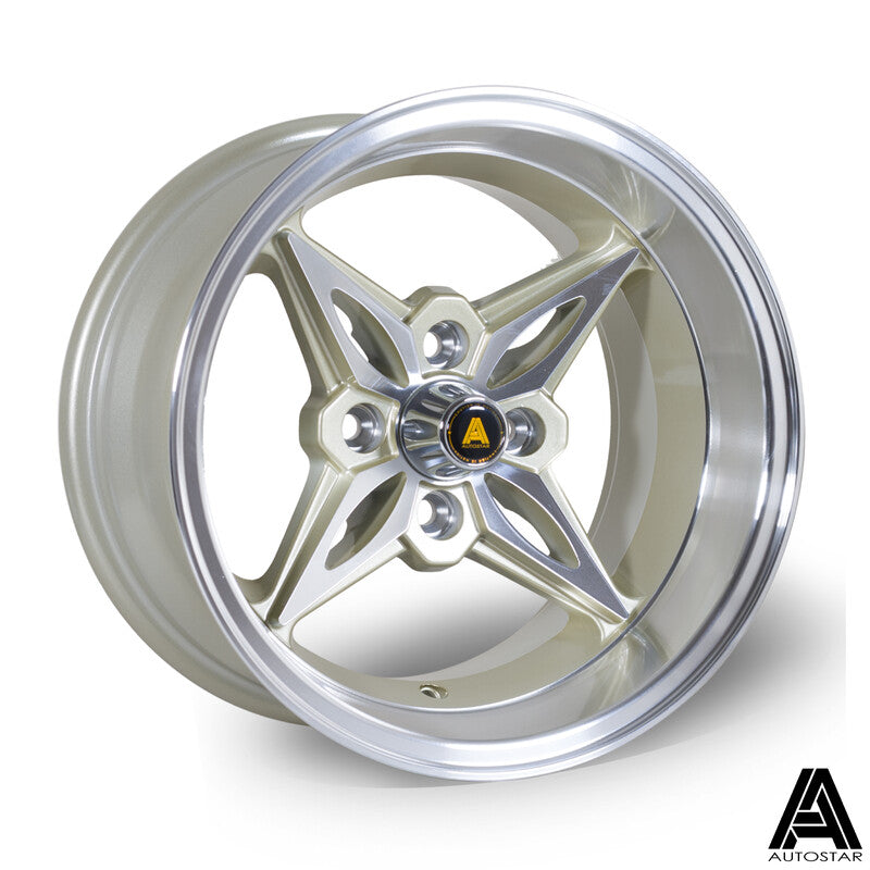 Llanta Autostar Kanji 14x8" 4x114.3 ET-5 Gold, Polished Lip