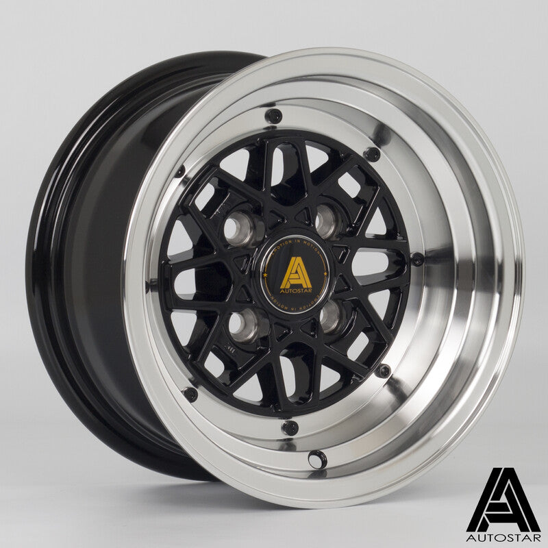 Llanta Autostar Korin 12x6" 4x101.6 ET-9 Gloss Black, Polished Lip