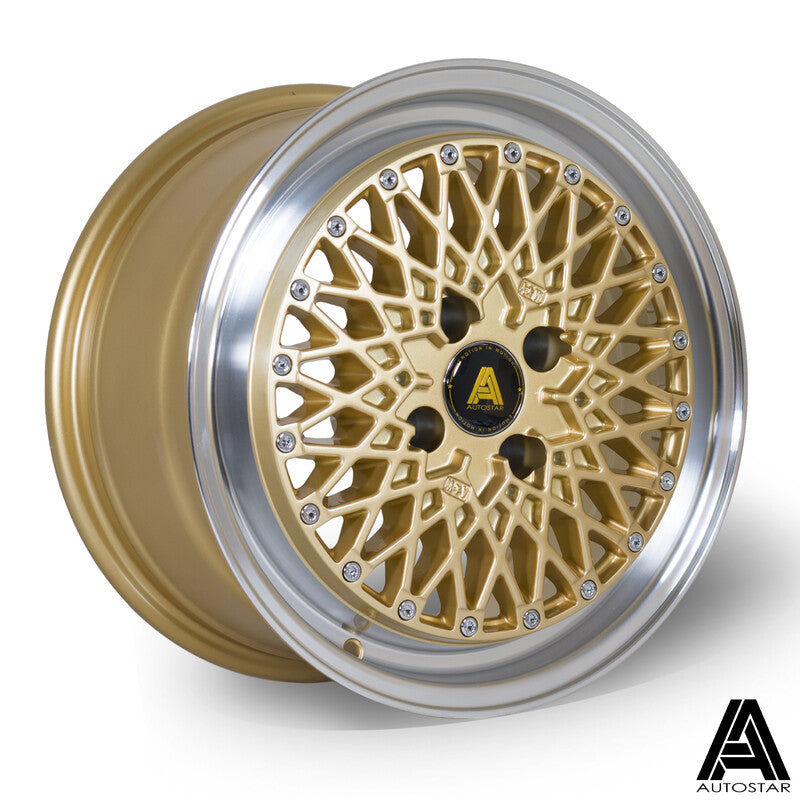 Llanta Autostar Minus 15x7.5" 4x100 ET25 Gold, Polished Lip