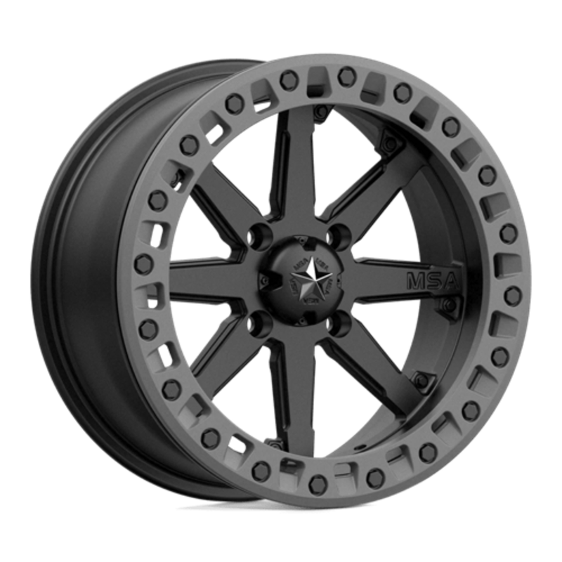 Llanta MSA Offroad M31 LOK2 UTV Beadlock 14x7" 4x156 ET0 Satin Black, Matte Gray Ring