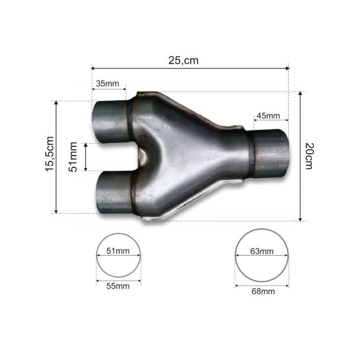 63-51 mm Y-pipe