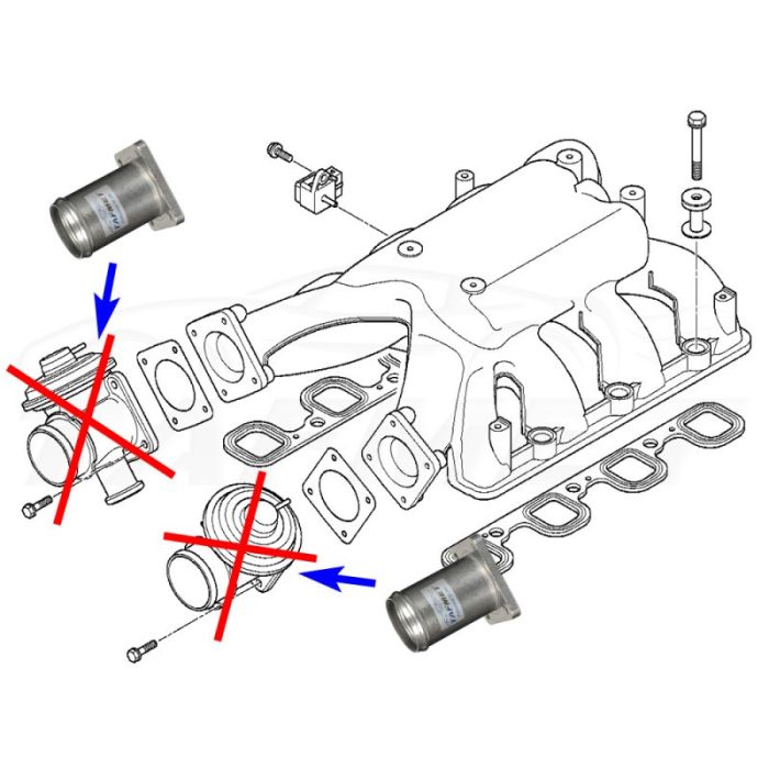 EGR Valve Delete Kit for BMW E38 E65 with M67 4.0 liter diesel engines.