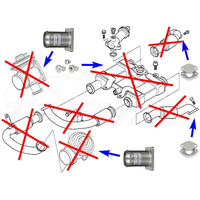 EGR Valve Delete Kit for BMW E38 E65 with M67 4.0 liter diesel engines.