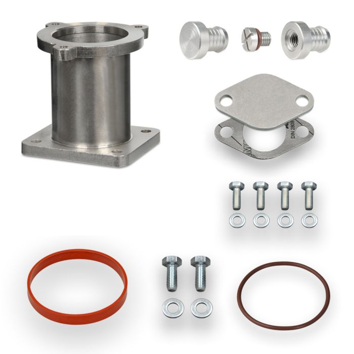 EGR valve delete kit with blanking plate for BMW with 2.0, 2.5, 3.0 D M47N2 and M57N2 engines.