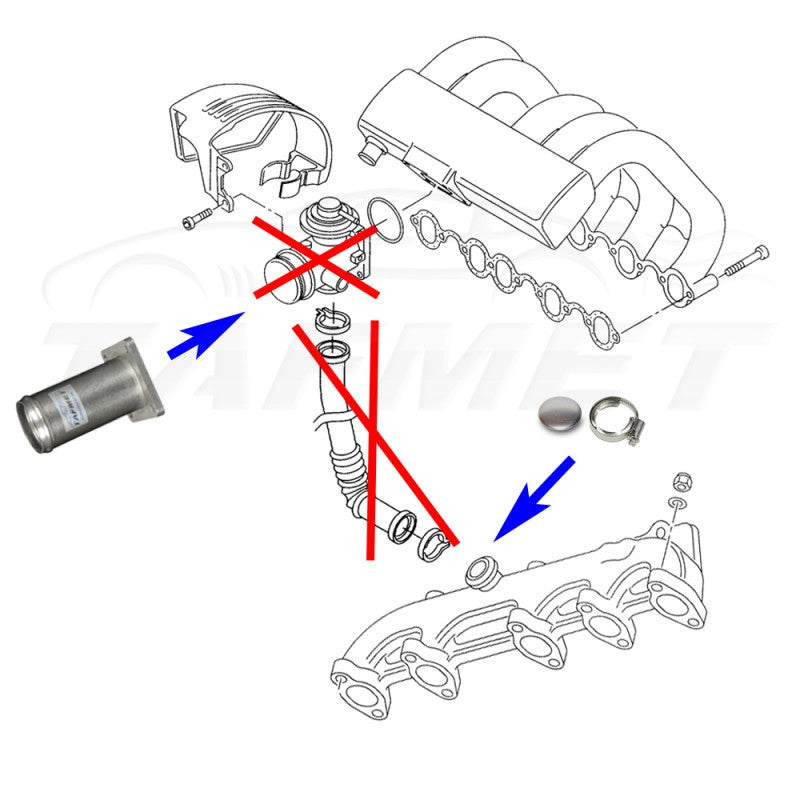 Kit de eliminación de EGR con placa ciega para VW LT Transporter con motores 2.5 TDI